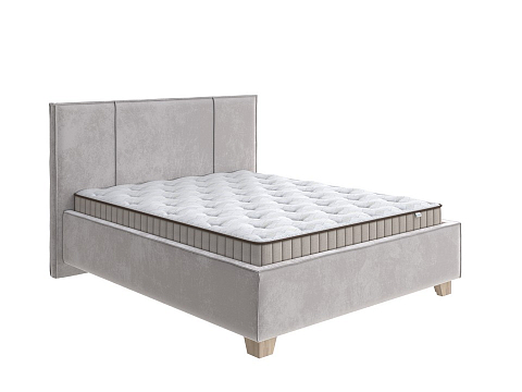 Двуспальная кровать-тахта Hygge Line - Мягкая кровать с ножками из массива березы и объемным изголовьем