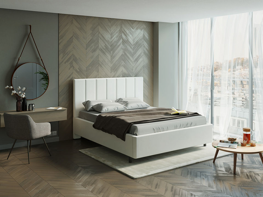 Кровать Oktava 120x200 Экокожа Белый - Кровать в лаконичном дизайне в обивке из мебельной ткани или экокожи.