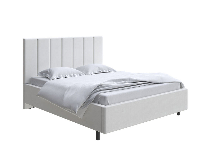 Кровать Oktava 160x200 Ткань: Флок Бентлей Светло-серый - Кровать в лаконичном дизайне в обивке из мебельной ткани или экокожи.