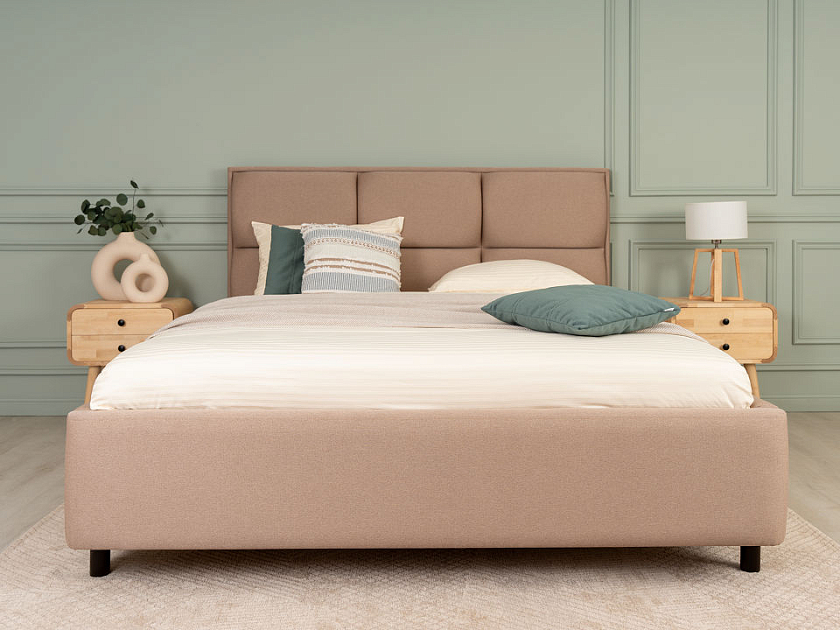 Кровать Malina 200x220 Экокожа Белый - Изящная кровать без встроенного основания из массива сосны с мягкими элементами.