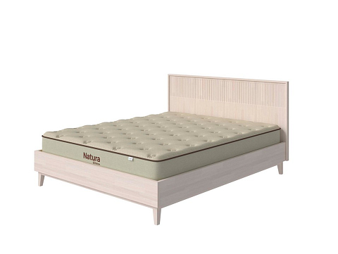 Кровать 80х190 Tempo - Кровать из массива с вертикальной фрезеровкой и декоративным обрамлением изголовья