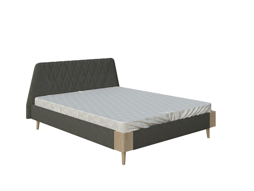 Кровать Lagom Hill Soft 140x190 Ткань/Массив (береза) Levis 85 Серый/Масло-воск Natura (Береза) - Оригинальная кровать в обивке из мебельной ткани.