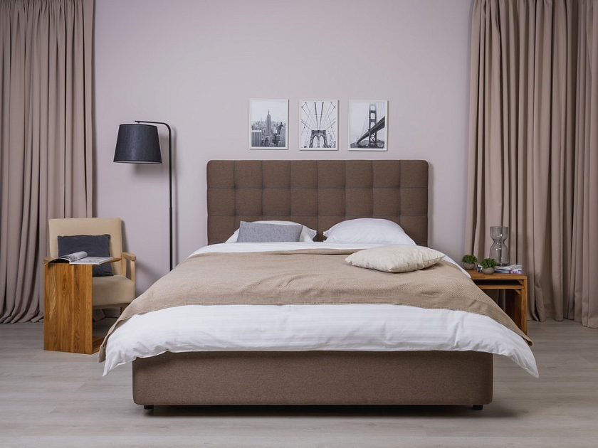 Кровать Leon 140x200 Экокожа/Ткань Тетра Мраморный/Серый - Современная кровать, украшенная декоративным кантом.