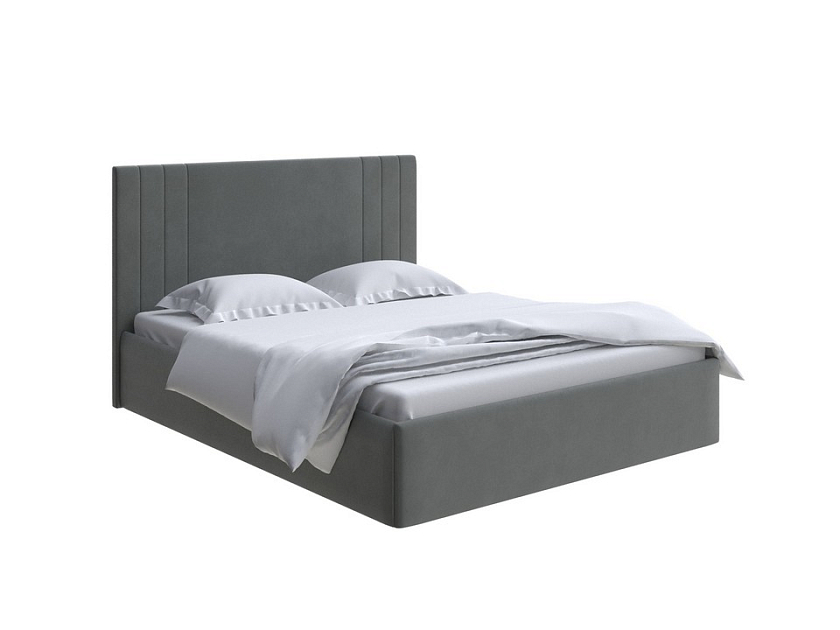 Кровать Liberty с подъемным механизмом 90x200 Ткань: Велюр Forest 520 Темно-серый - Аккуратная мягкая кровать с бельевым ящиком