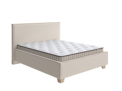 Кровать Кинг Сайз Hygge Simple - Мягкая кровать с ножками из массива березы и объемным изголовьем