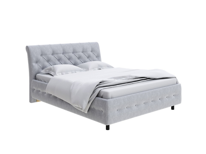 Кровать Next Life 4 120x200 Ткань: Рогожка Levis 83 Светло-Серый - Классическая кровать с изогнутым изголовьем и глубокой пиковкой