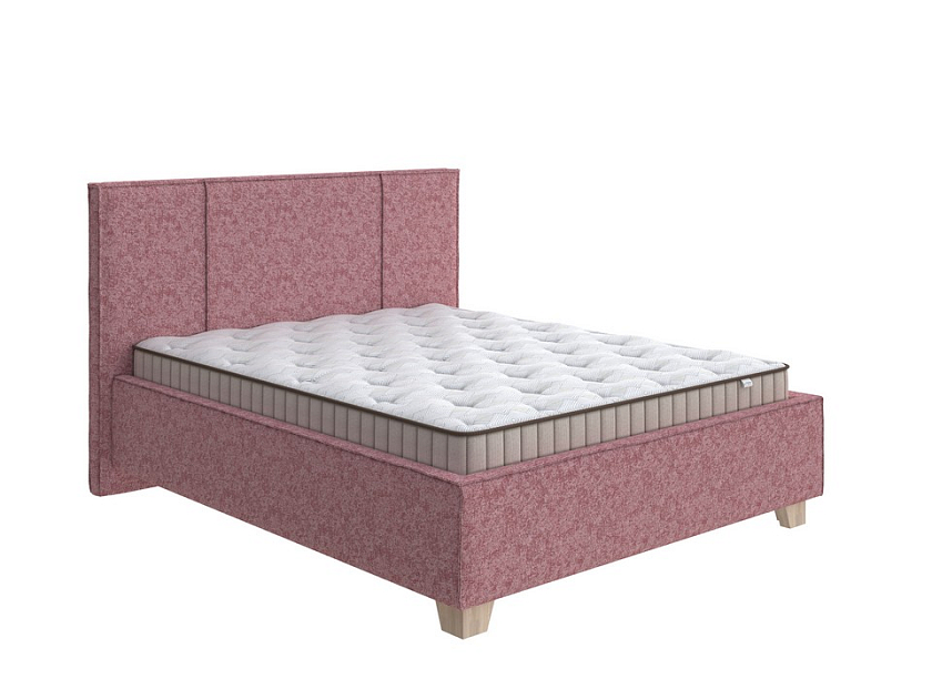 Кровать Hygge Line 160x200 Ткань: Рогожка Levis 62 Розовый - Мягкая кровать с ножками из массива березы и объемным изголовьем