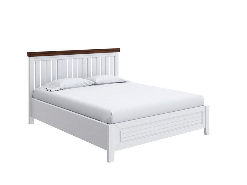 Кровать Olivia с подъемным механизмом 140x190 Массив (сосна) Белая эмаль/Орех - Кровать с подъёмным механизмом из массива с контрастной декоративной планкой.